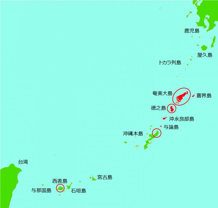奄美・沖縄地図