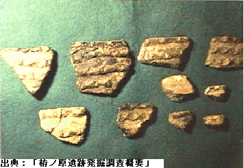 栫ノ原遺跡で出土した発掘品の写真