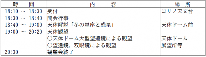 日程 星空